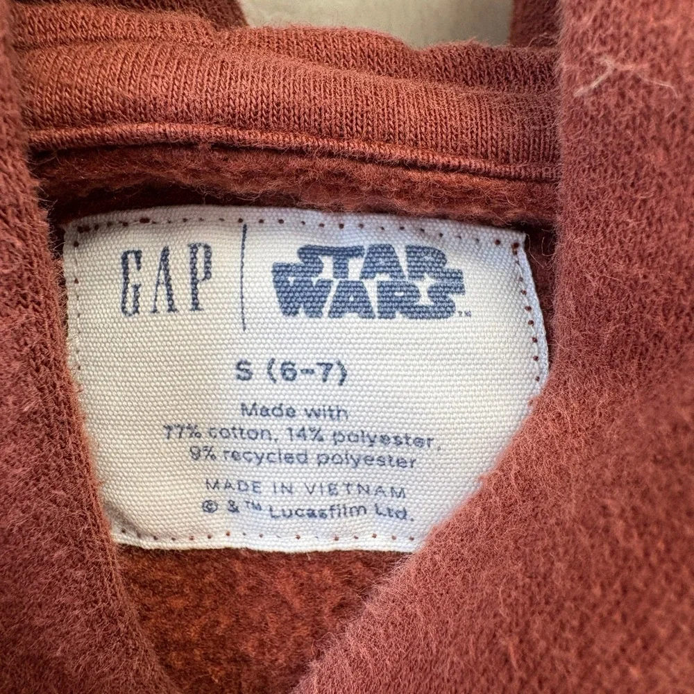 Gap Star Wars Hoodie Kids S 6-7 Burnt Russet Excellent Mandalorian Helmet Helmet